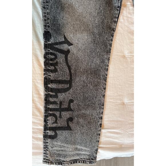 NWT Von Dutch Jeans Mens 40 Gray Acid Wash Black Logo Straight Leg 5 Pocket - Picture 4 of 13